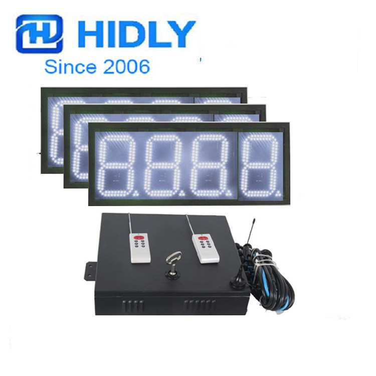 8寸白色加油站灯箱8寸数字显示屏油价屏8888格式油价牌