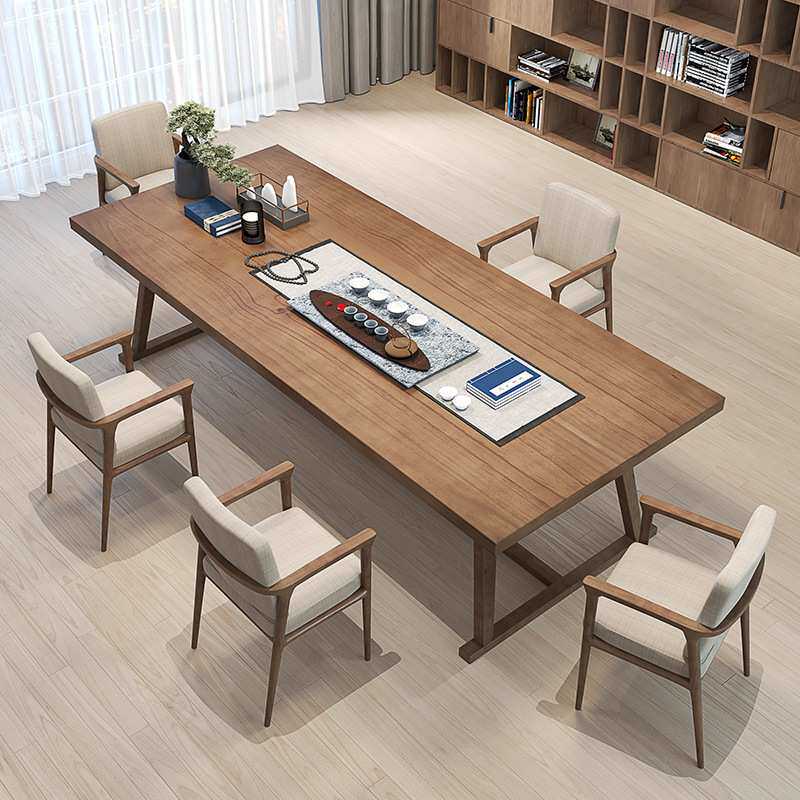 新中式实木茶桌茶室休闲泡茶长桌椅组合小户型禅意多人会客泡茶台