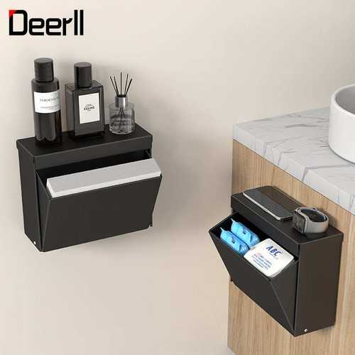 免打孔纸巾盒卫生间壁挂式抽纸置物架不锈钢家用浴室草纸收纳盒