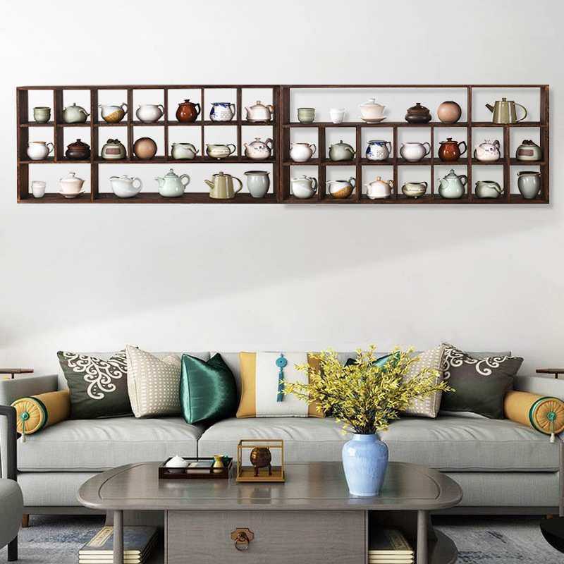 实木壁挂式摆件架茶具茶壶茶杯架子多功能组合置物架多宝格博古架,鲜花速递/花卉仿真/绿植园艺,割草机/草坪机,淘宝优惠券,粉丝福利购,淘宝优惠卷