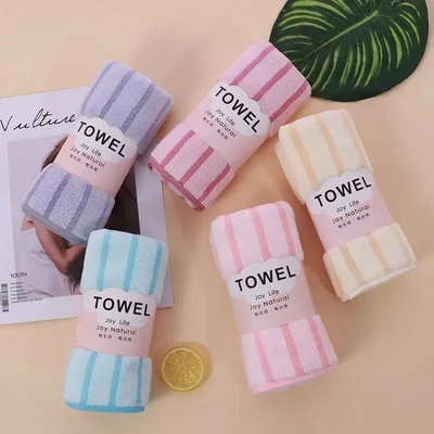 【下单立减50】高档珊瑚绒毛巾洗脸用吸水不掉毛条纹家用成人LX