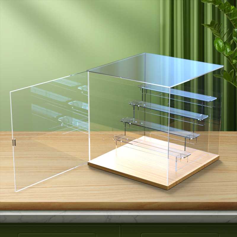 实木盲盒收纳展示架泡泡玛特Molly盲盒阶梯收纳盒亚克力透明展示