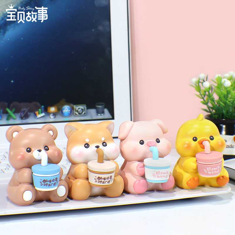 休闲吨吨吨摆件可爱动物公仔带香味树脂工艺办公桌面装饰汽车内饰