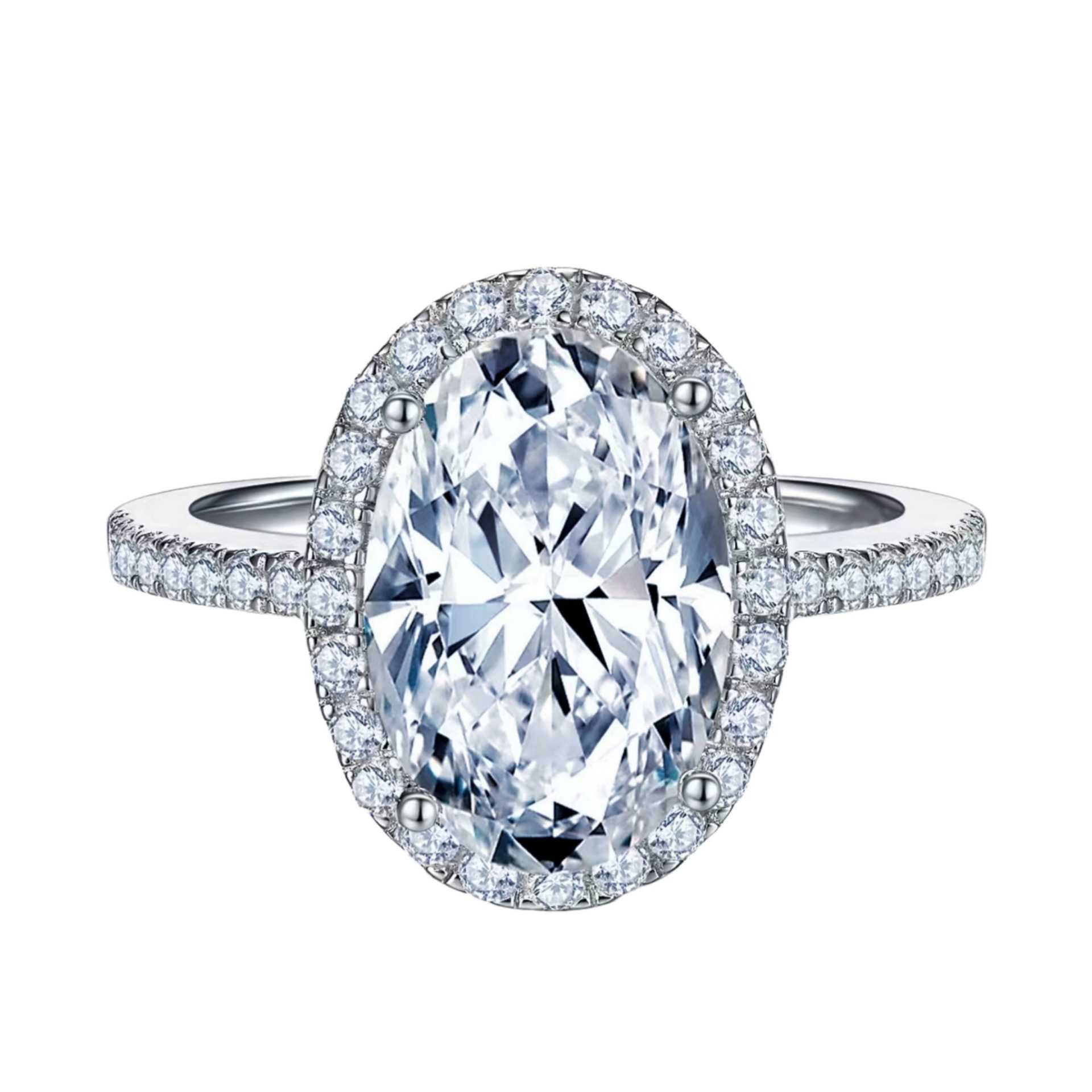 气质银高碳钻求婚鸽子蛋白锆戒指莫桑石钻戒5克拉钻戒女