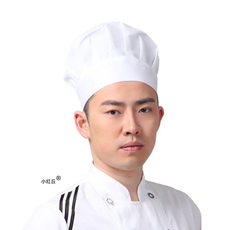 厨师帽子男士棉帽工作帽白色蘑菇帽食品工厂餐饮厨房酒店女蛋糕帽