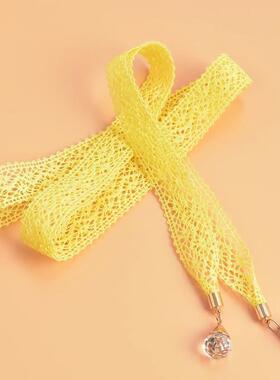 女士蕾丝打结黄色腰带配裙子花边装饰腰绳配连衣裙汉服甜美裙带潮