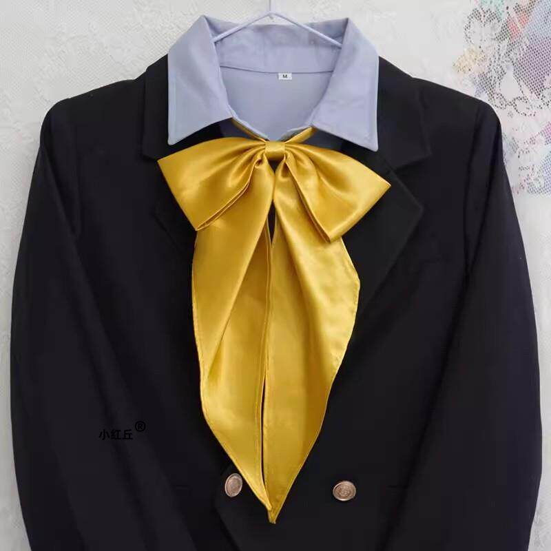 JK黄色领结女款纯色超大蝴蝶结免打领花领巾学生制服水手服学院风