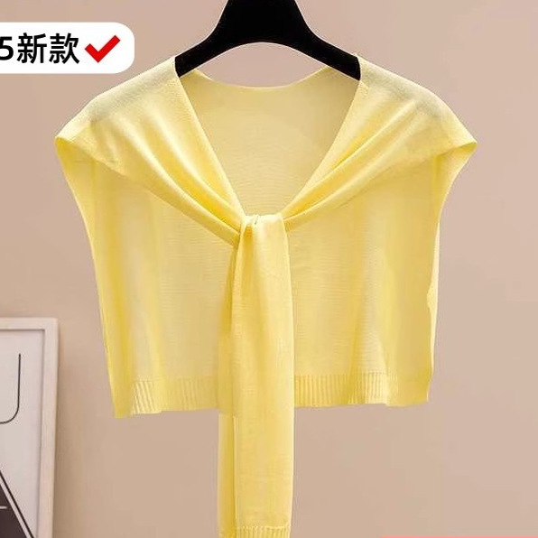黄色针织小围脖夏季护颈