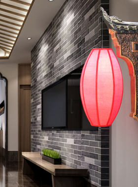 新中式壁灯客厅卧室床头壁灯仿古走廊过道红色灯笼壁灯庭院工程灯