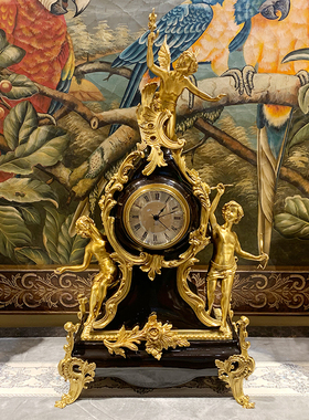 法式玄关室内陶瓷配铜工艺品摆件  美式家居客厅复古台灯时钟