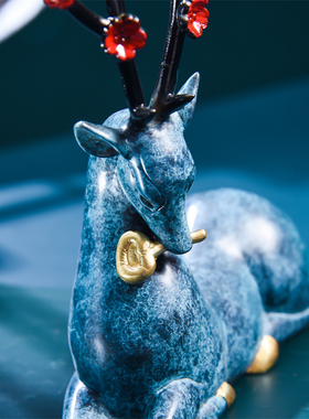 铜鹿摆件客厅入户玄关酒柜装饰品办公室桌面招财高档乔迁开业礼物