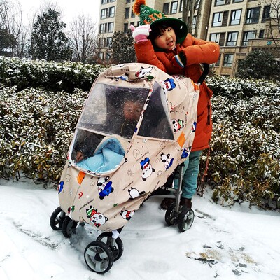 婴儿车防雨罩宝宝推车防风挡雨罩儿童伞车雨披保暧套透气通用秋冬