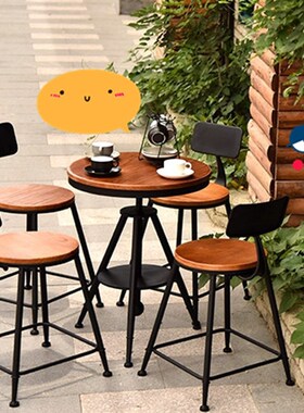 美式铁艺阳台桌椅户外休闲组合咖啡厅酒吧茶几三件套室内座椅套装