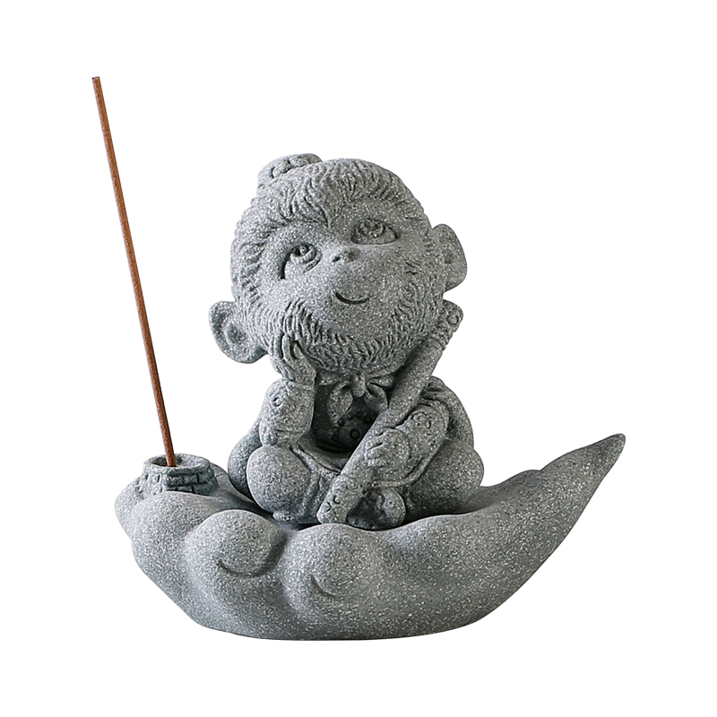 创意孙悟空可爱小猴子线香插茶宠摆件齐天大圣香薰炉桌面造景装饰