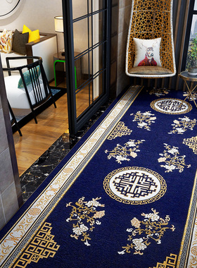 新中式进门走廊地毯家用过道玄关阳台地垫酒店宾馆客厅大门口门垫