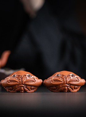 富甲天下紫砂小螃蟹茶宠摆件手把件可养茶玩创意茶台茶盘装饰品