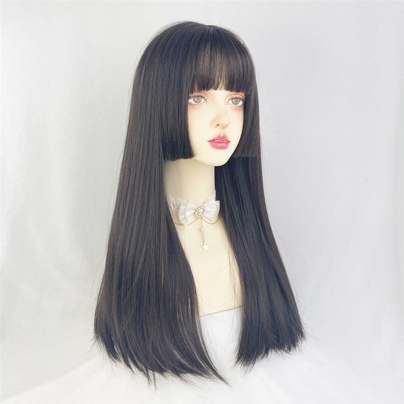 美立方公主切假发全头套女长发水母头日式黑长直整顶lolita姬发型