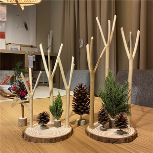 天然树枝树杈摆件手串挂件展示架森系桌面摆台玄关收纳幼儿园环创