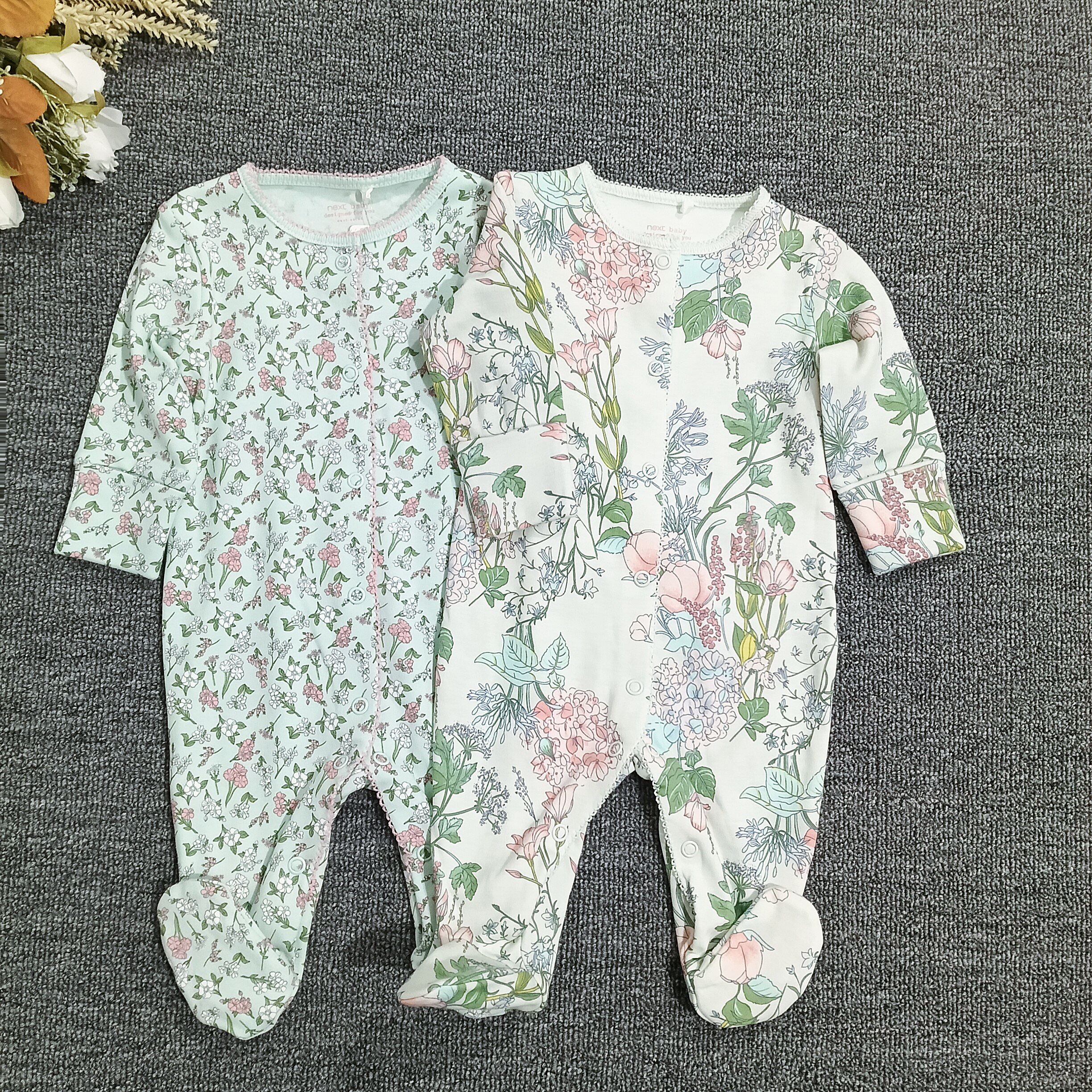 NEXT进口长爬现货男女宝宝纯棉连体衣春秋四季款包脚爬服连身衣NB