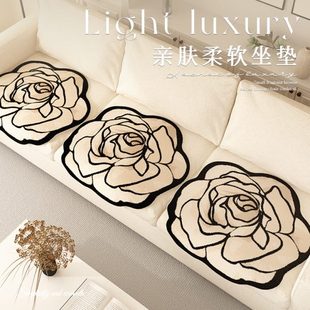 2025垫异形条轻奢皮沙发四季 花朵坐垫 通用绒简约子异形一片式 新款
