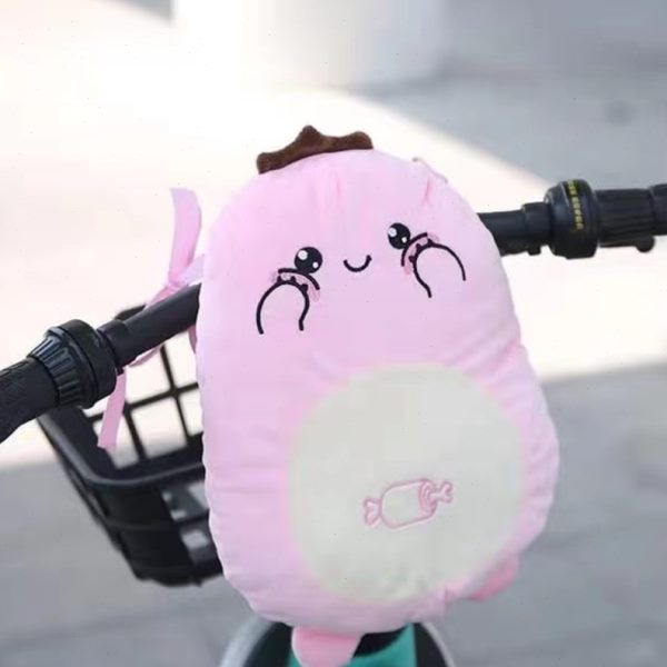 电瓶车防撞软包玩偶公仔防碰头抱枕电动摩托车防撞垫带收纳袋防水