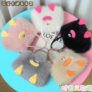 可爱毛绒斜挎包毛绒包包可爱风拎包可爱软妹学生手提包通勤风包包