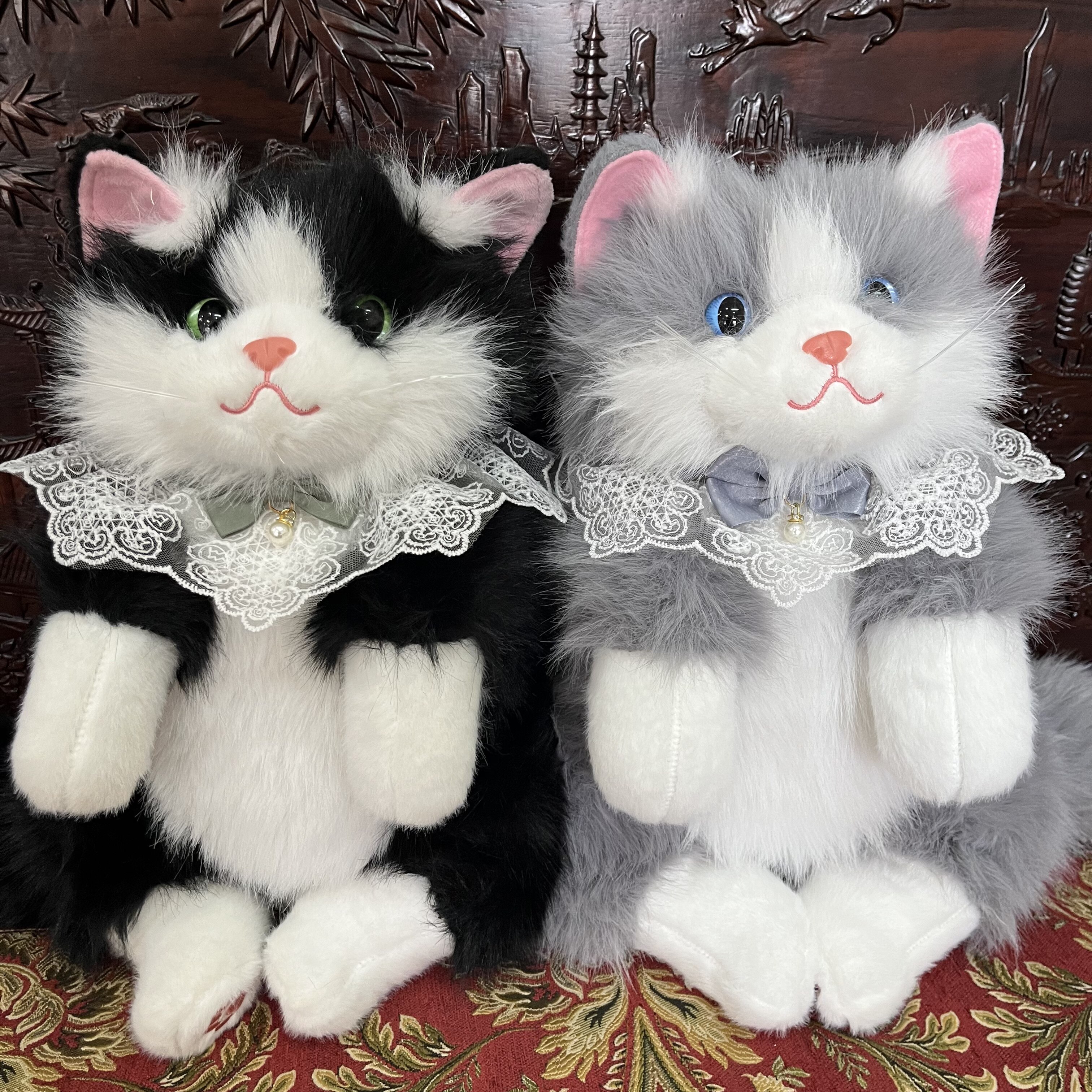超萌仿真毛绒猫咪双肩包