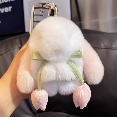 郁金香兔子真獭兔毛小兔子挂件