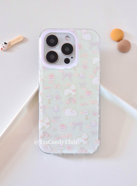 TXXC·韩系碎花西高地适用苹果16promax手机壳iPhone15/14/13卡通imd双层可爱苹果手机壳简约高级13新款 白色