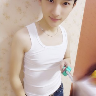 青年汗衫 韩版 潮打底紧身运动弹力夏季 型j背心男士 工字背 纯棉修身