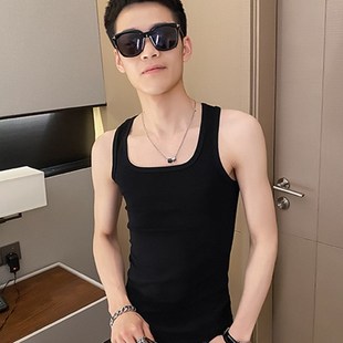 潮无袖 打底健C身二道运动工字夏季 汗 吊带背心纯棉紧身型砍袖 男士