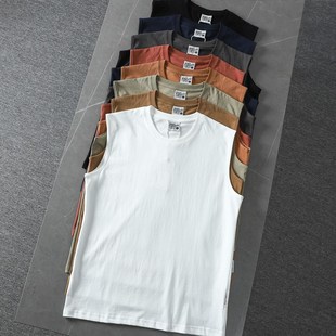 坎肩T恤衫 水洗柔软磨毛纯棉背n心男夏季 百搭休闲运动宽松圆领无袖
