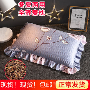 全荞麦皮枕头枕芯大人护颈枕单人硬厚高枕学生成人乔麦壳枕头家用