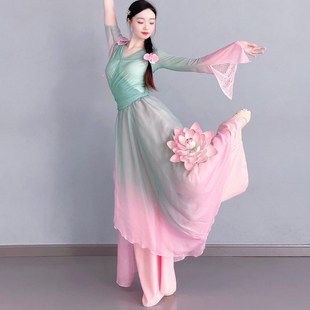 古典舞新国e风江南小调渐变烫钻裙裤 纱衣练功艺考基训演出表演套