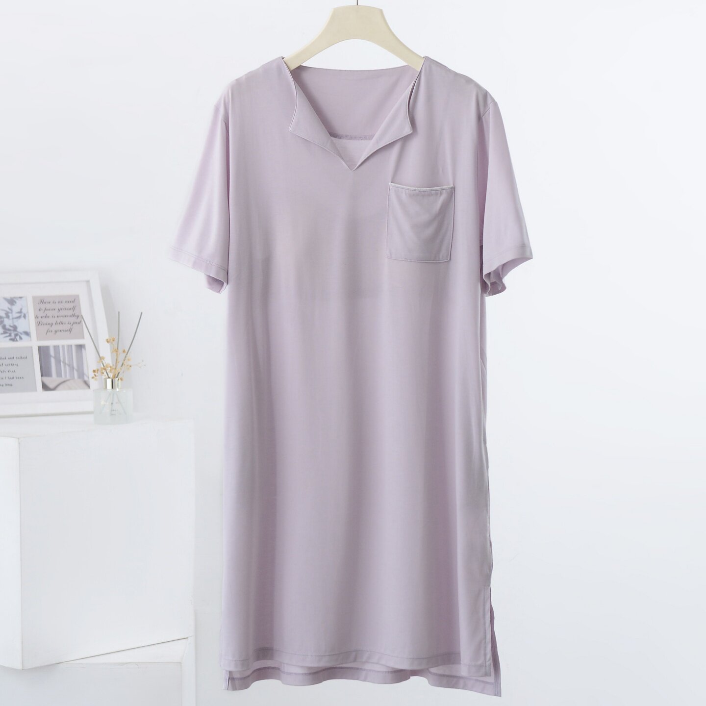 春夏冰云纱柔雾凉感家居服侧开叉睡裙