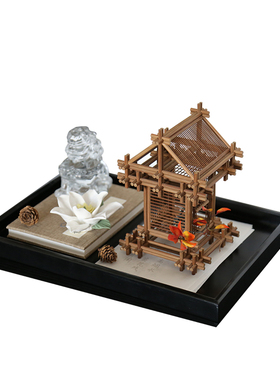 新罩榫卯建筑琉璃狮子样板间书房茶几软装饰品