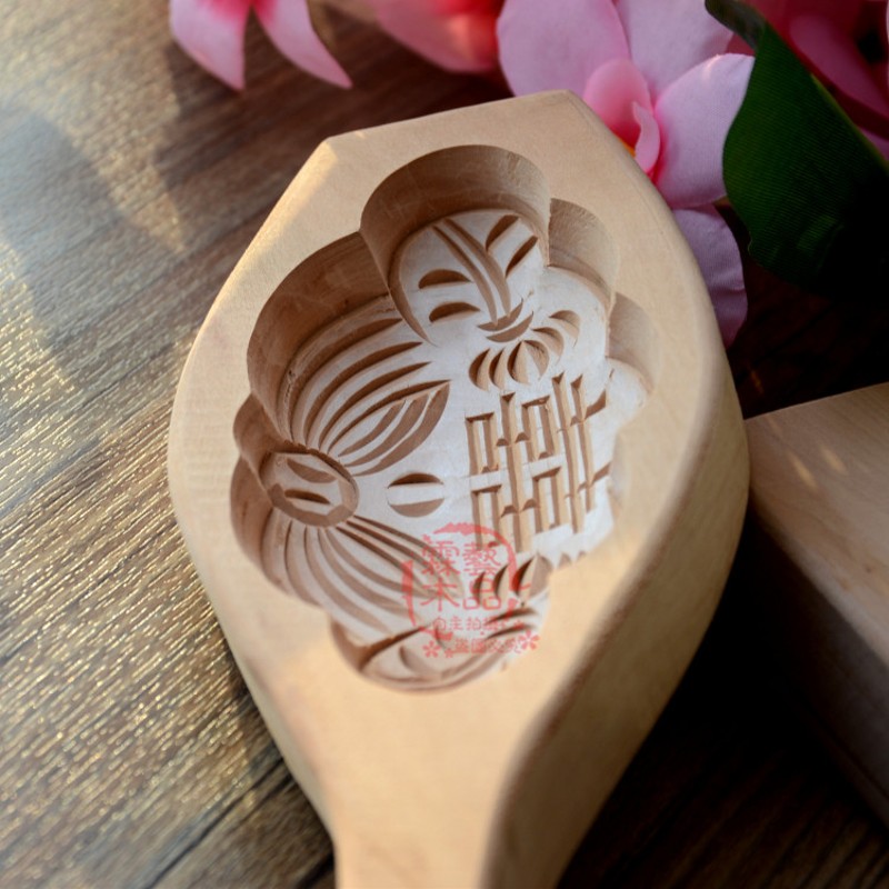 馒头模具木质凹立体干青团绿豆糕点心冰皮豆沙包子烘焙印月饼模具