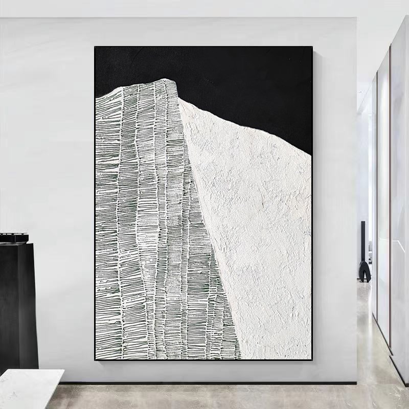 现代极简黑白工业风格玄关客厅装饰画高档沙发背景墙壁画简约挂画图片
