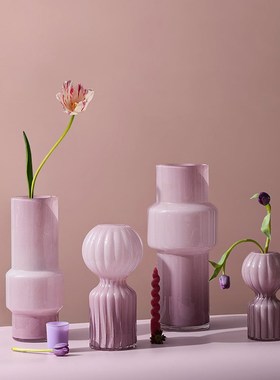 JOJO L. Deh瓷粉规则玻璃瓶家居丨浅桃