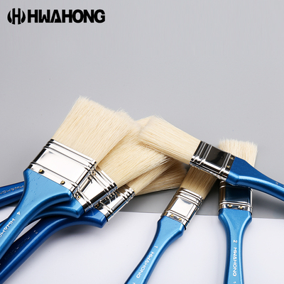 韩国华虹won油画丙烯长毛短杆平面刷猪鬃毛底纹刷排刷油画笔刷毛