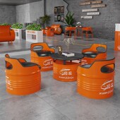 工业风油桶桌椅沙发奶茶店健身房休息区铁艺茶几酒吧卡座