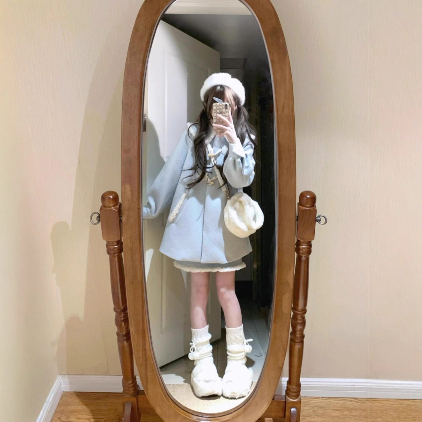 韩系牛角扣毛呢外套女秋冬宽松加厚JK制服公主学生小个子