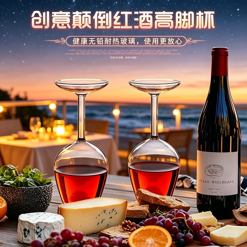 网红倒立红酒杯高脚杯插头杯子香槟杯玫瑰鸡尾酒杯高硼硅玻璃杯