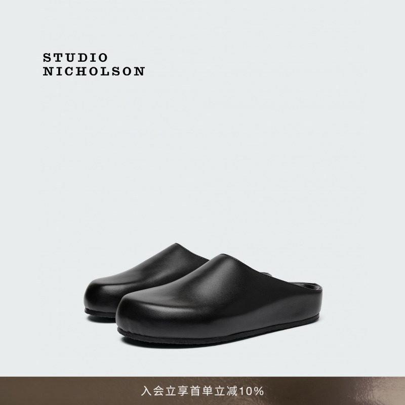 STUDIO NICHOLSON男女同款WEARING一脚蹬平底休闲简约厚底拖鞋图片