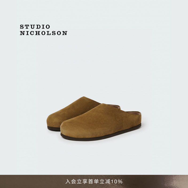【秋冬新品】STUDIO NICHOLSON女士WEARING包头绒面革一脚蹬拖鞋图片