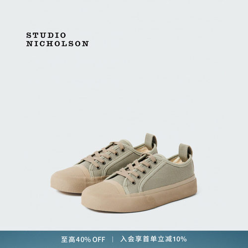 【奢享特惠】STUDIO NICHOLSON中性男女同款情侣款BYRD低帮帆布鞋