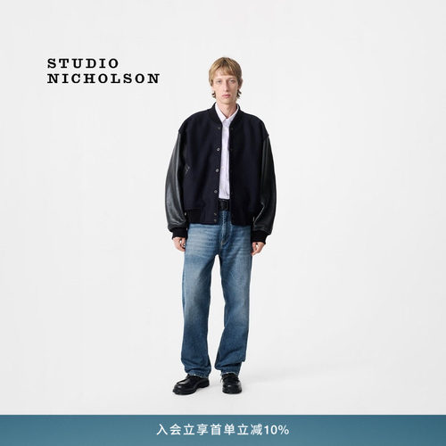 STUDIO NICHOLSON男士RISO 90S棉质牛仔裤水洗宽松直筒