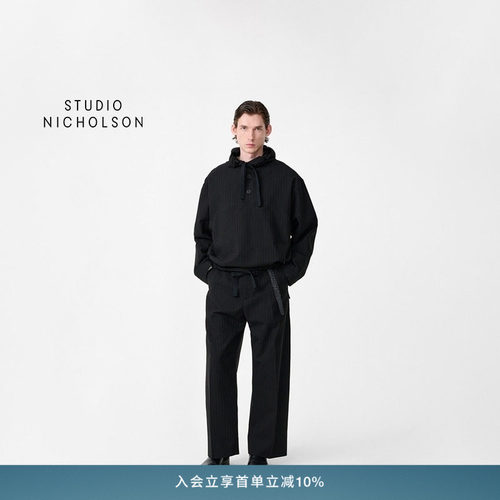 【夏季模块】STUDIO NICHOLSON男士FUME弧形条纹长裤