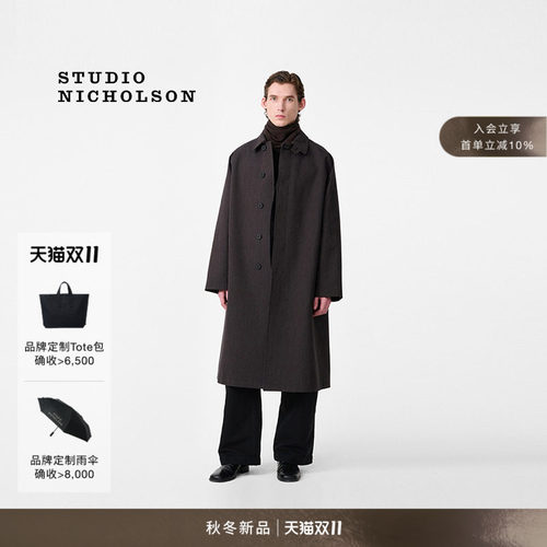 【秋冬新品】STUDIO NICHOLSON男士棉羊毛混纺CROWE长风衣大衣