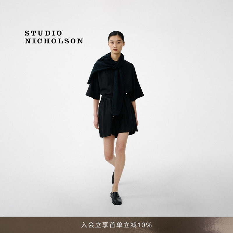 【春夏新品】STUDIO NICHOLSON女士BASCOM一字领短袖上衣图片
